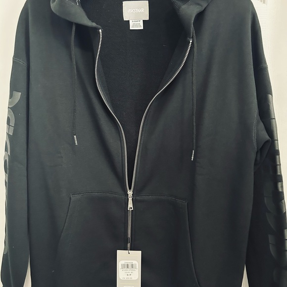 BNWT MEN'S ASICS TIGER HOODIE SWEATSHIRT FULL ZIP BLACK US SIZE SMALL (S) - Picture 5 of 11